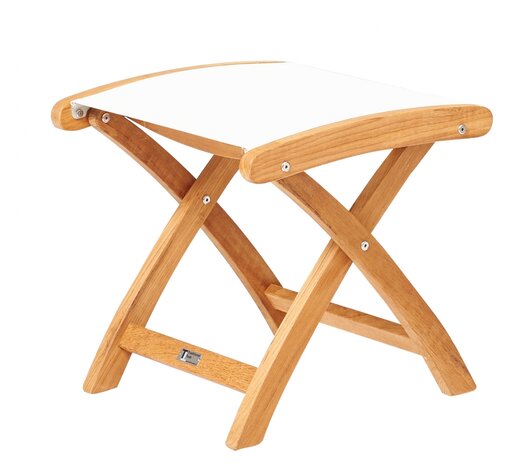 Traditional Teak KATE pouf  (blanc)