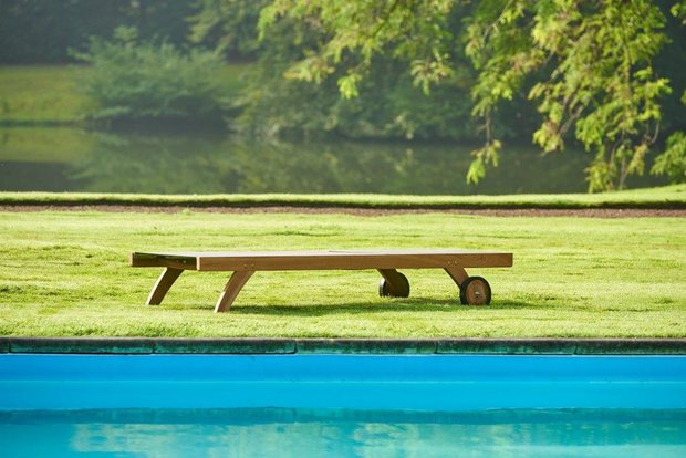 Traditional Teak KATE lounger / chaise longue (blanc)