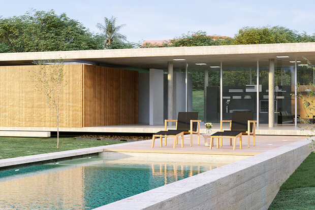 Traditional Teak NOAH Ottoman Noir