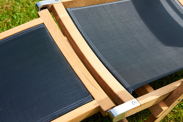 Traditional Teak KATE deckchair / chaise longue (noir)
