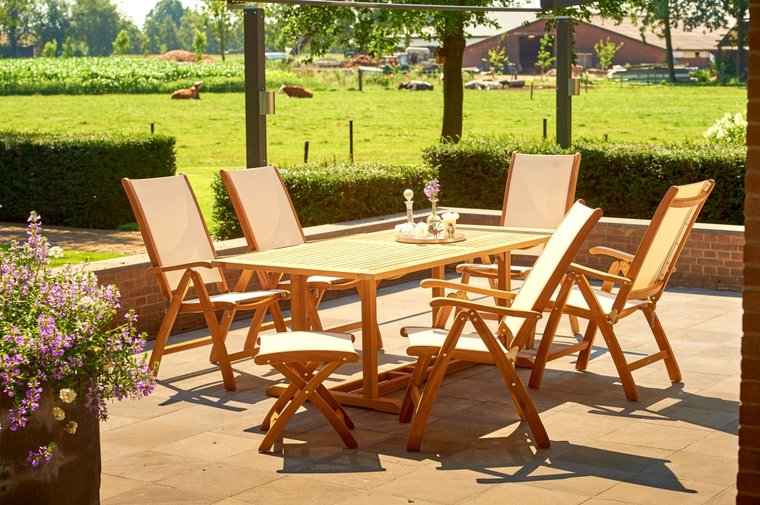 Traditional Teak KATE Si&egrave;ge Inclinable / R&eacute;glable (Noir)