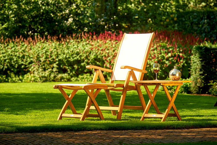 Traditional Teak KATE Si&egrave;ge Inclinable / R&eacute;glable (Blanc)